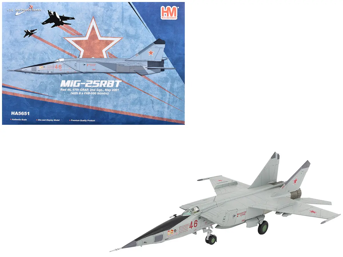 Mikoyan-Gurevich Mig-25Rbt Aircraft "Red 46 47Th Guards Reconnaissance Aviation Regiment 2Nd Squadron" (2001) Russian Air Force "Air Power Series" 1/72 Diecast Model By Hobby Master 1