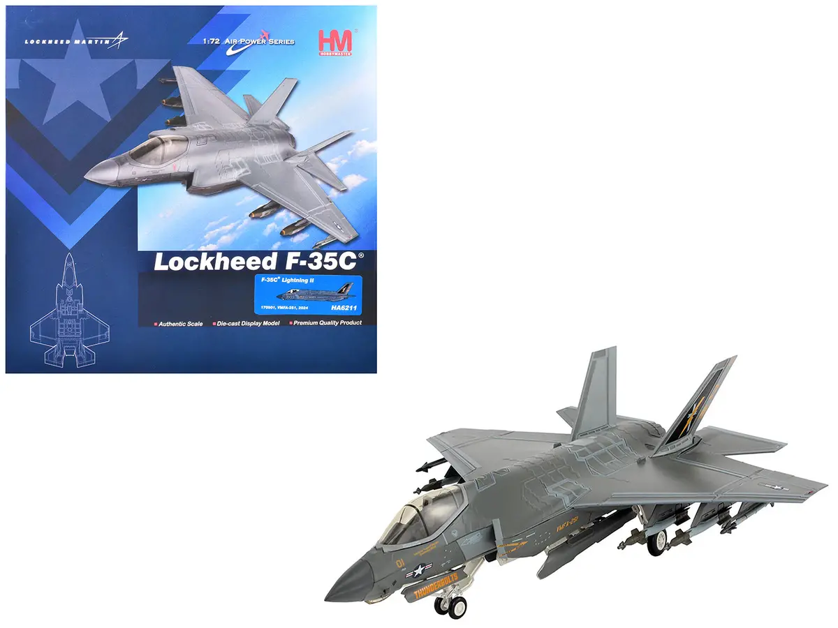 Lockheed F-35C Lightning Ii Aircraft "Vmfa-251" (2024) United States Marine Corps "Air Power Series" 1/72 Diecast Model By Hobby Master 1