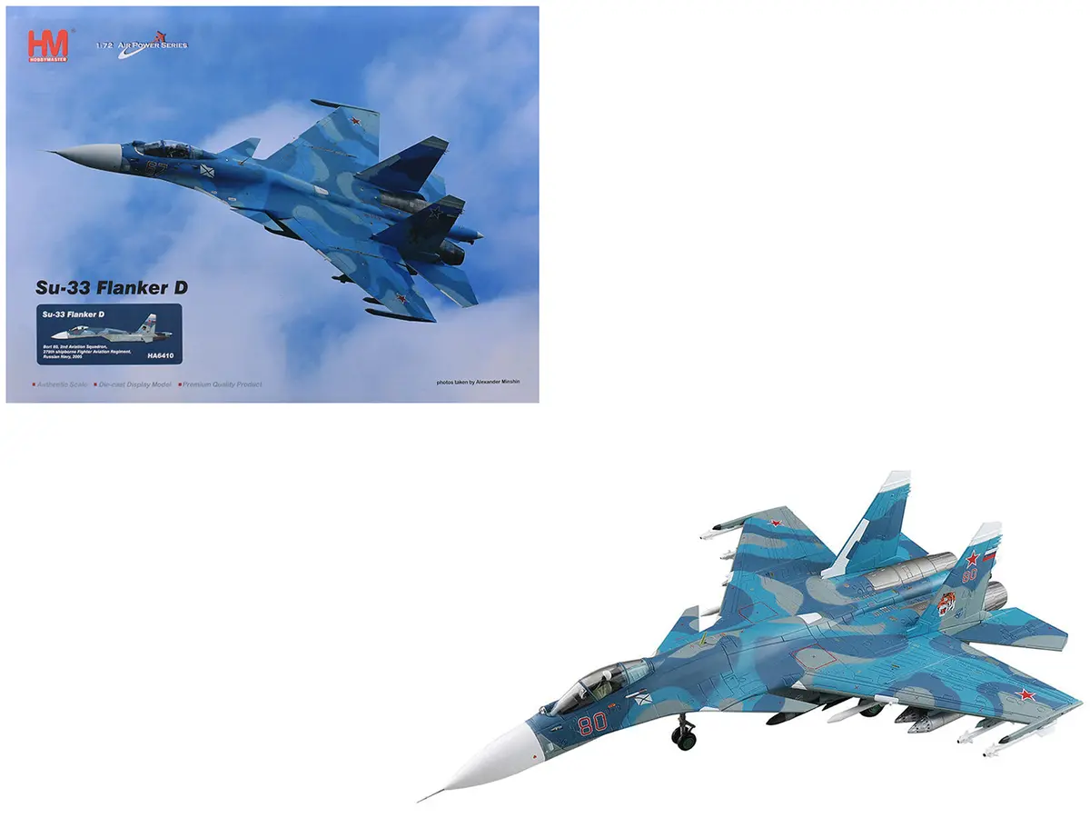 Sukhoi Su-33 Flanker D Fighter Aircraft "2Nd Aviation Squadron 279Th Shipborne Fighter Aviation Regiment" (2005) Russian Navy "Air Power Series" 1/72 Diecast Model By Hobby Master 1