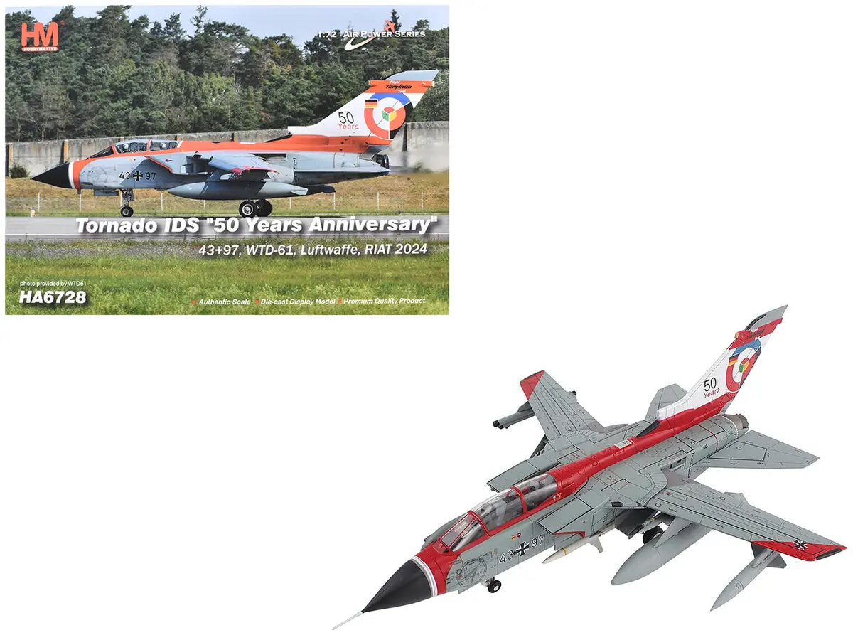 Panavia Tornado Ids Aircraft "43+97 Wtd-61 50 Years Royal International Air Tattoo" (2024) German Luftwaffe "Air Power Series" 1/72 Diecast Model By Hobby Master 1