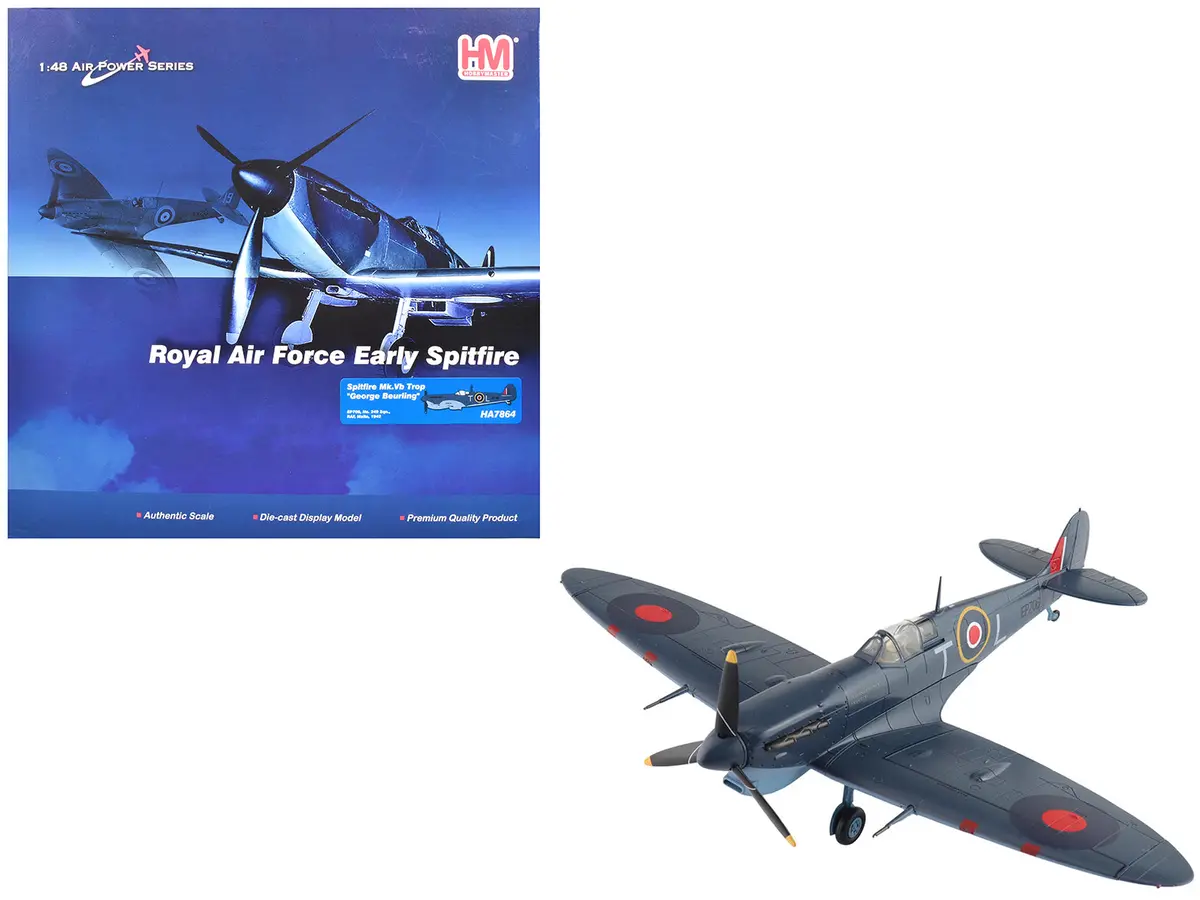 Supermarine Spitfire Mk.Vb Trop Fighter Aircraft "Ep706 George Beurling No. 249 Squadron Malta" (1942) British Royal Air Force "Air Power Series" 1/48 Diecast Model By Hobby Master 1