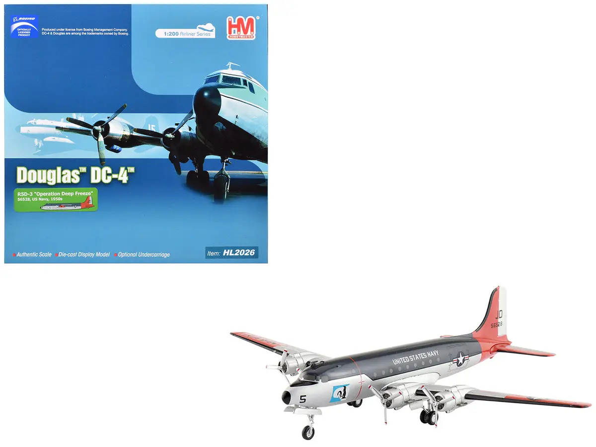 Douglas R5d-3 Skymaster Transport Aircraft "Operation Deep Freeze" (1950S) United States Navy "Airliner Series" 1/200 Diecast Model By Hobby Master 1