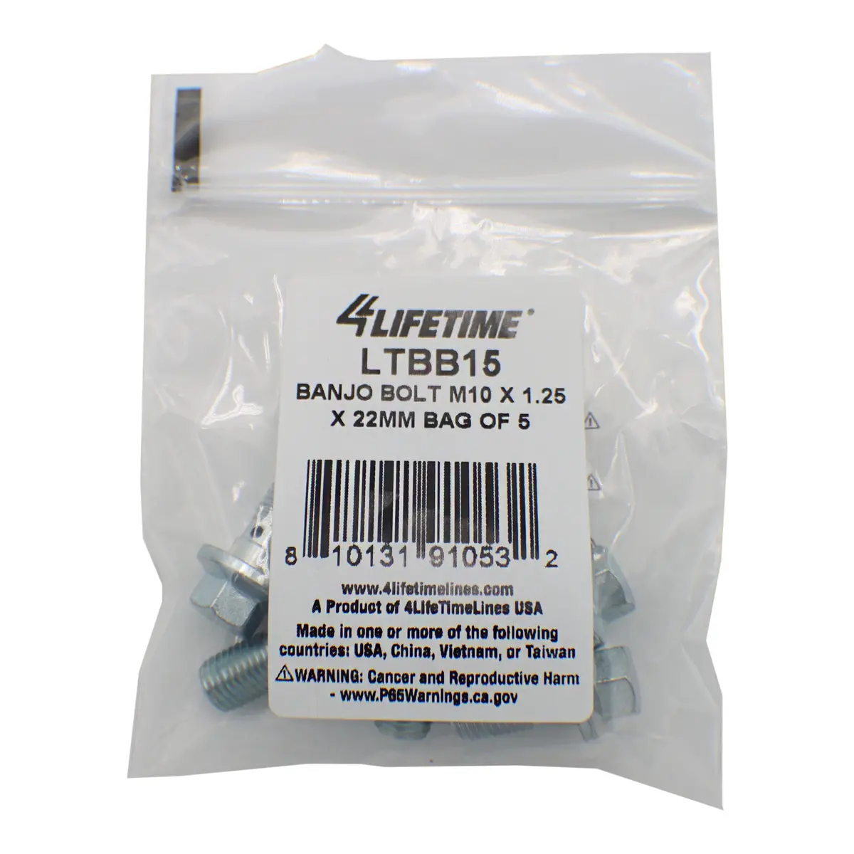 Banjo Bolt, M10 X 1.25 X 22Mm, Bag Of 5 1
