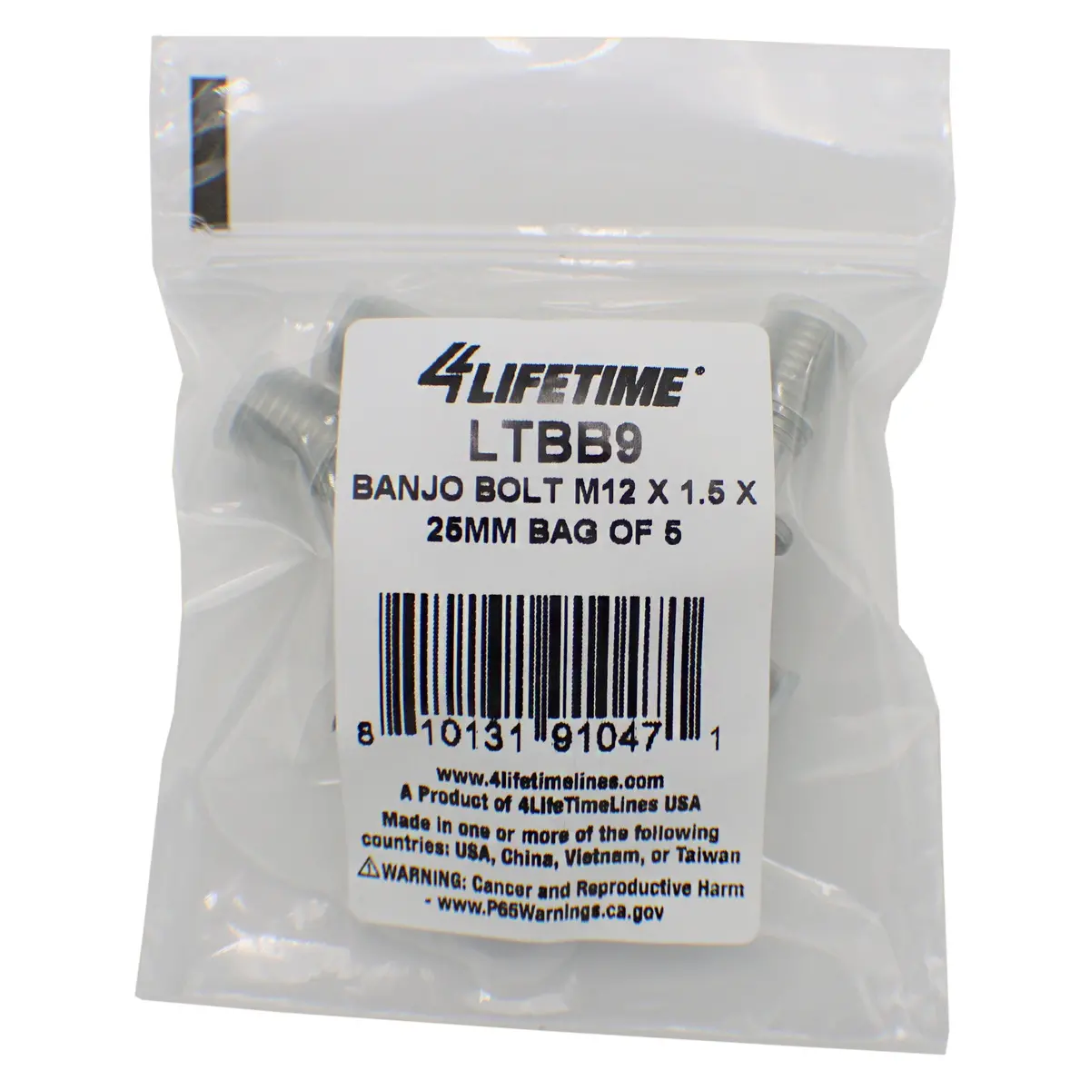 Banjo Bolt, M12 X 1.5 X 25Mm, Bag Of 5 1