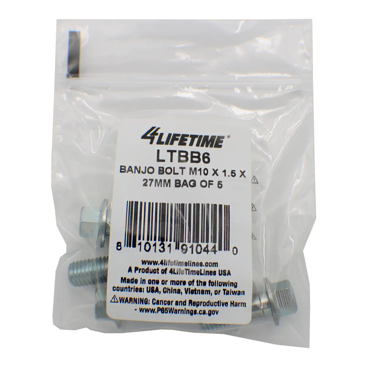 Banjo Bolt, M10 X 1.5 X 27Mm, Bag Of 5 1