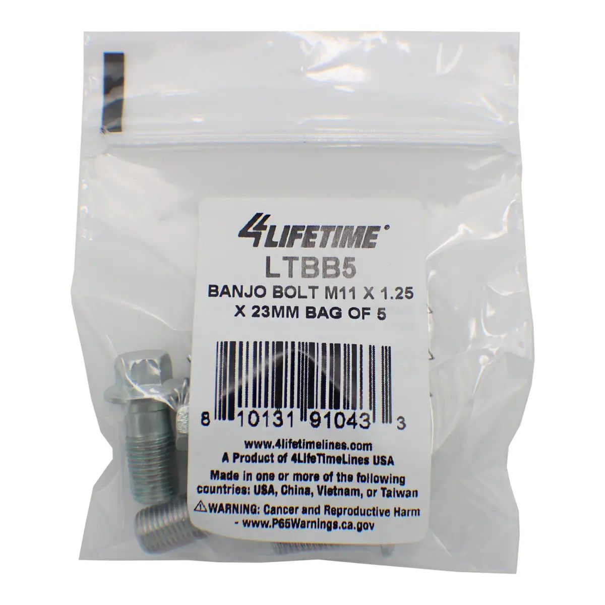 Banjo Bolt, M11 X 1.25 X 23Mm, Bag Of 5 1
