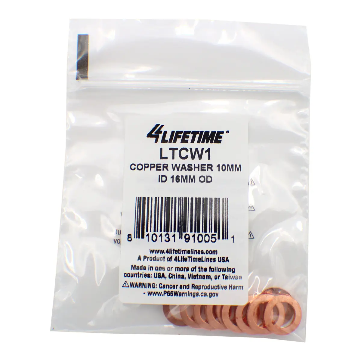 Copper Washer, 10Mm Id, 16Mm Od 1