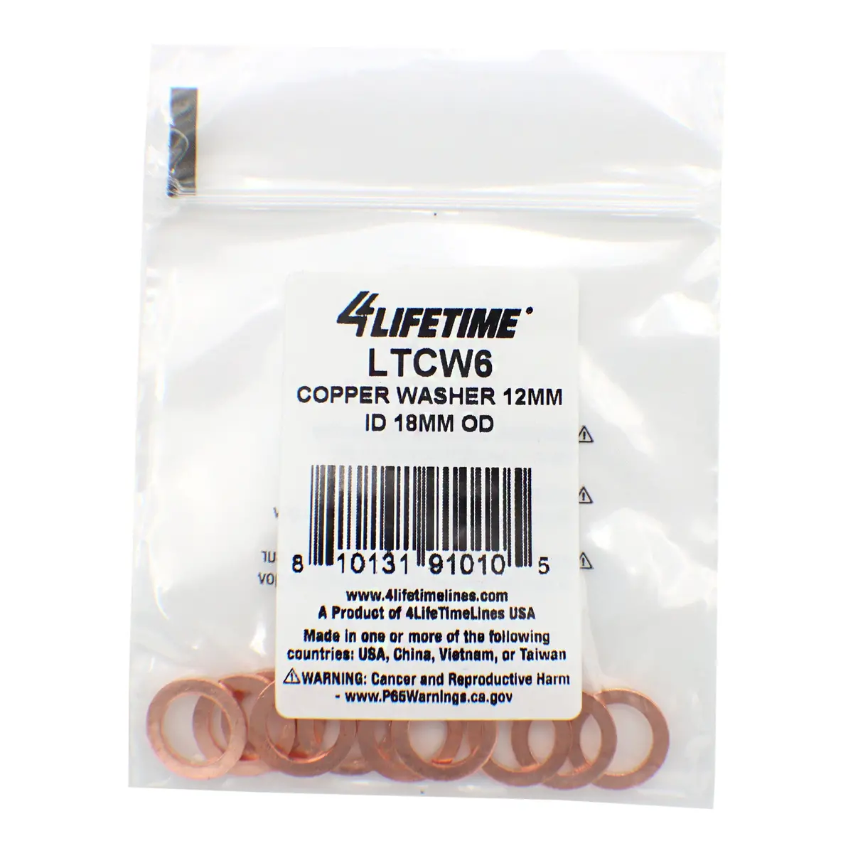 Copper Washer, 12Mm Id, 18Mm Od 1
