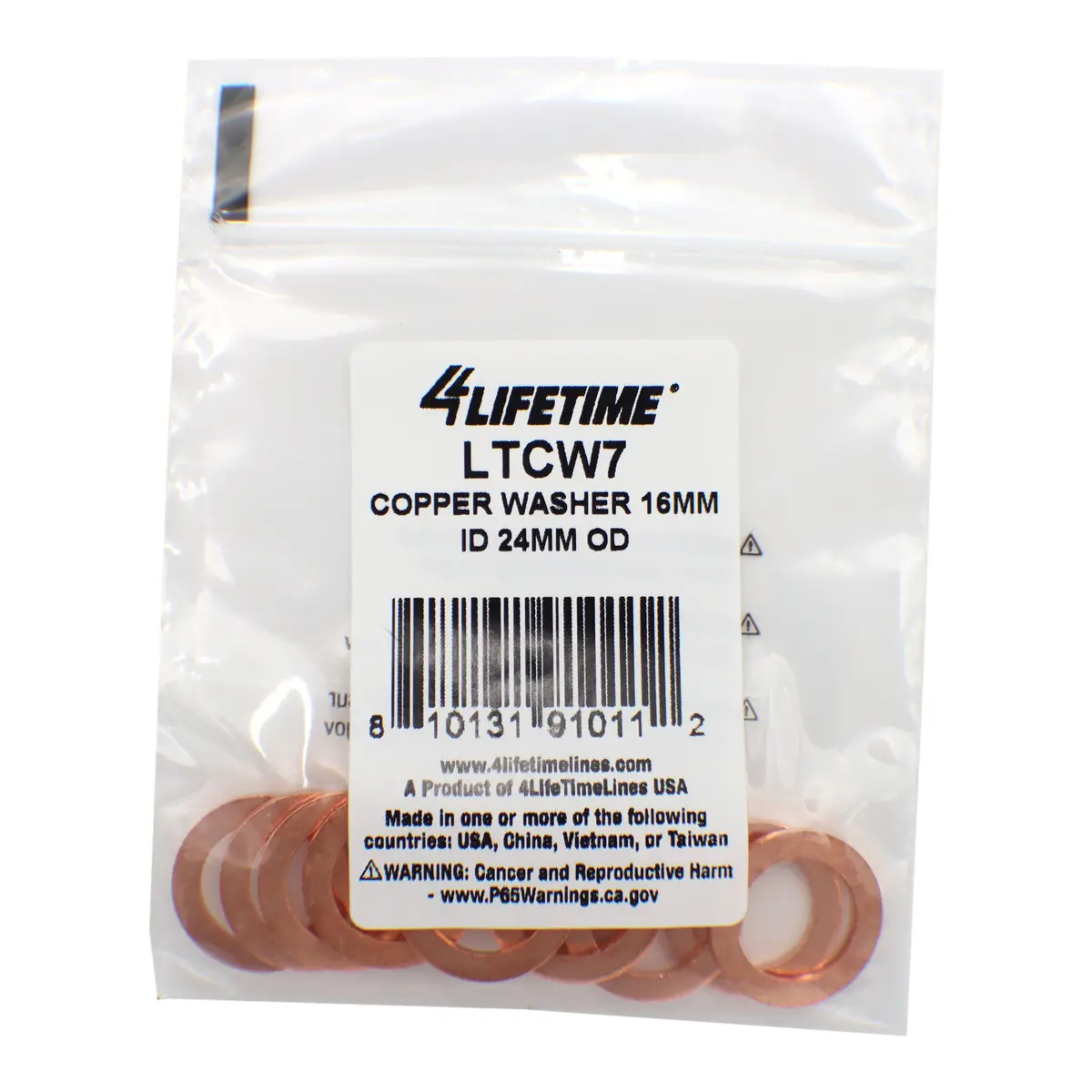 Copper Washer, 16Mm Id, 24Mm Od 1