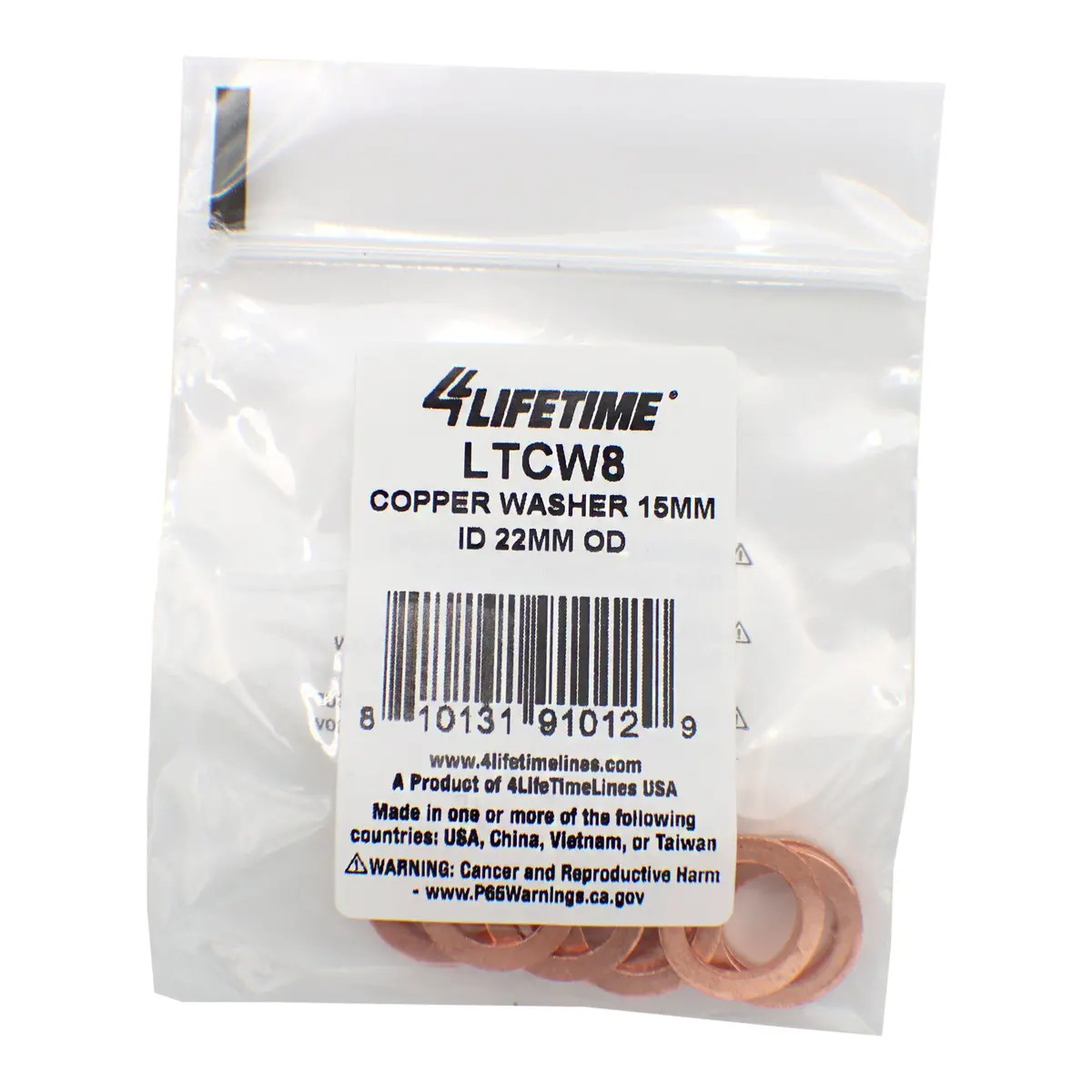 Copper Washer, 15Mm Id, 22Mm Od 1