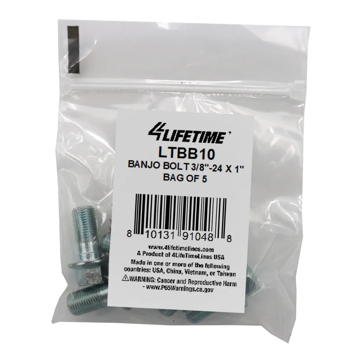 Banjo Bolt, 3/8"-24 X 1", Bag Of 5 1