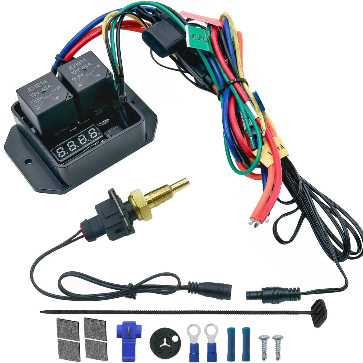 Digital Adjustable Electric Fan Controller Npt Thermostat Temp Switch Wiring Kit 1