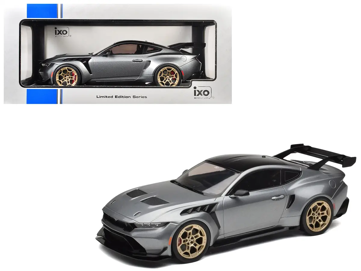 2025 Ford Mustang Gtd Gray Metallic With Black Top "Limited Edition" Series 1/18 Diecast Model Car By Ixo Models 1