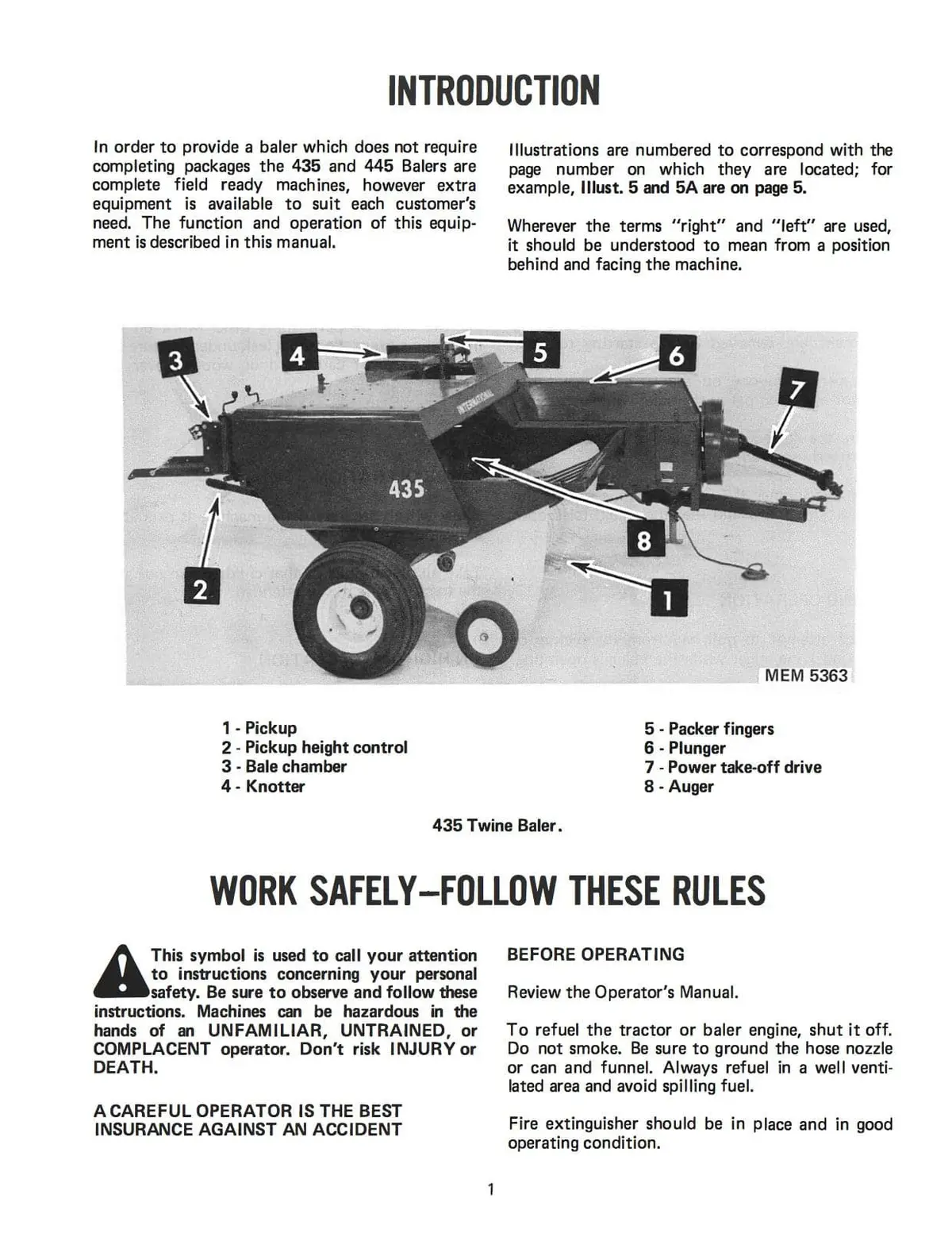International 435 And 445 Balers Operator's Manual 2