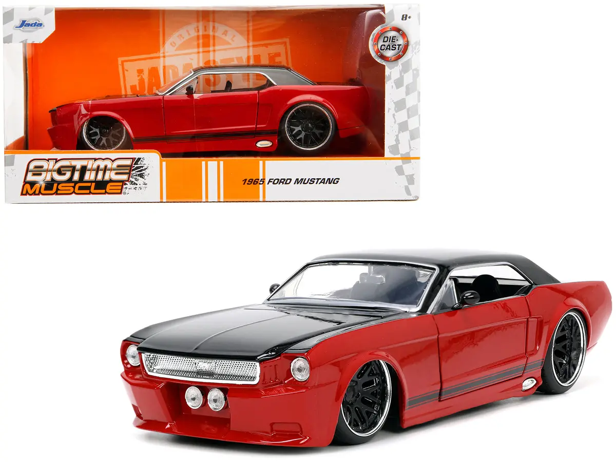 1965 Ford Mustang Custom Red And Black "Bigtime Muscle" Series 1/24 Diecast Model Car By Jada 1