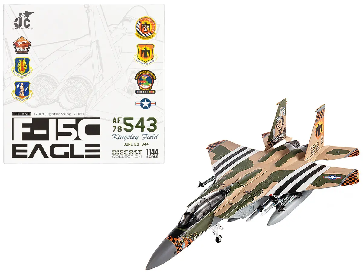 Mcdonnell Douglas F-15C Eagle Fighter Aircraft "173Rd Fighter Wing" (2020) United States Air National Guard 1/144 Diecast Model By Jc Wings 1