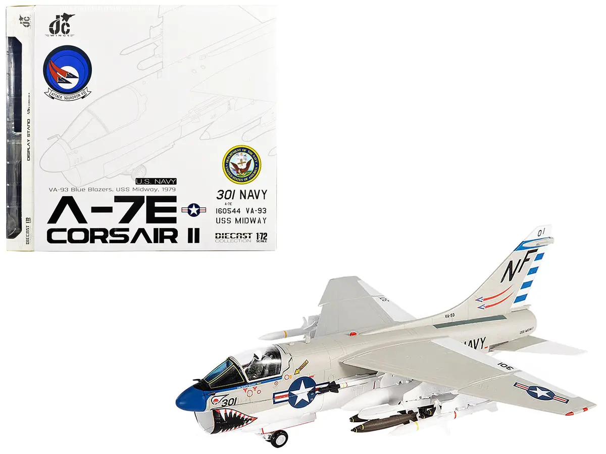 Vought A-7E Corsair Ii Attack Aircraft "Va-93 Blue Blazers Uss Midway" (1979) United States Navy 1/72 Diecast Model By Jc Wings 1
