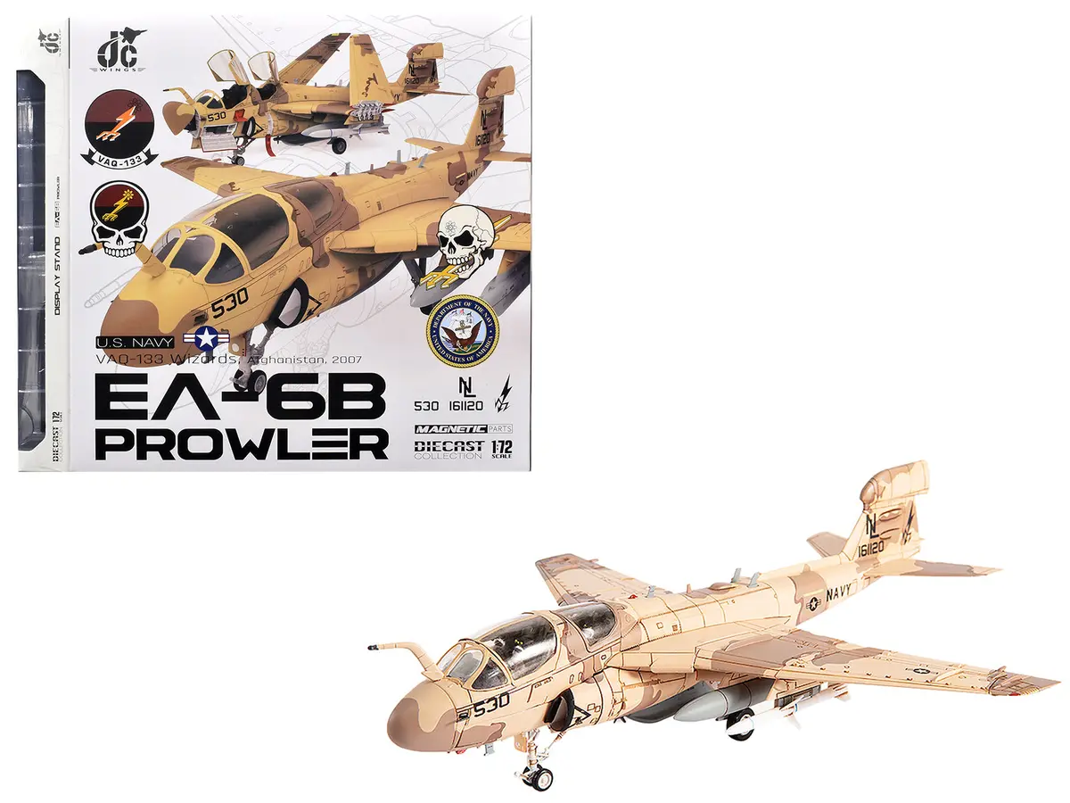 Grumman Ea-6B Prowler Attack Aircraft "Vaq-133 Wizards Afghanistan" (2007) United States Navy 1/72 Diecast Model By Jc Wings 1