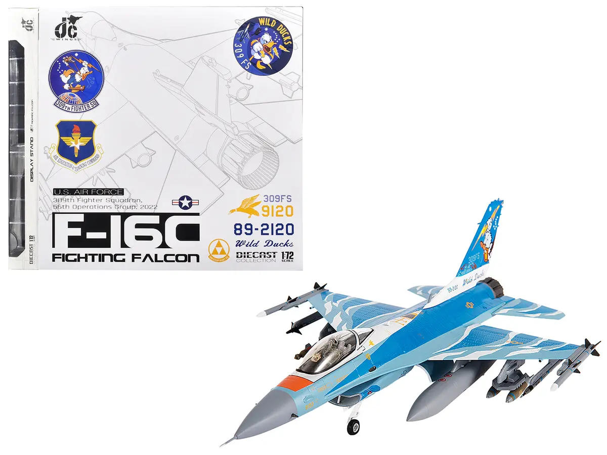 Lockheed F-16C Fighting Falcon Fighter Aircraft "309Th Fighter Squadron 56Th Operations Group Wild Ducks" (2022) United States Air Force 1/72 Diecast Model By Jc Wings 1