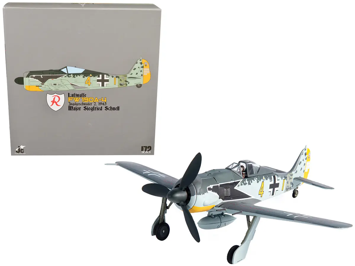 Messerschmitt Fw 190A-4 Fighter Aircraft "Major Siegfried Schnell Luftwaffe Jg2 France" (1943) 1/72 Diecast Model By Jc Wings 1
