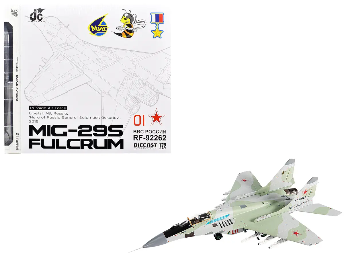 Mikoyan Mig-29S Fulcrum-C Fighter Aircraft "Hero Of Russia General Sulambek Oskanov Lipetsk Ab Russia" (2018) Russian Air Force 1/72 Diecast Model By Jc Wings 1