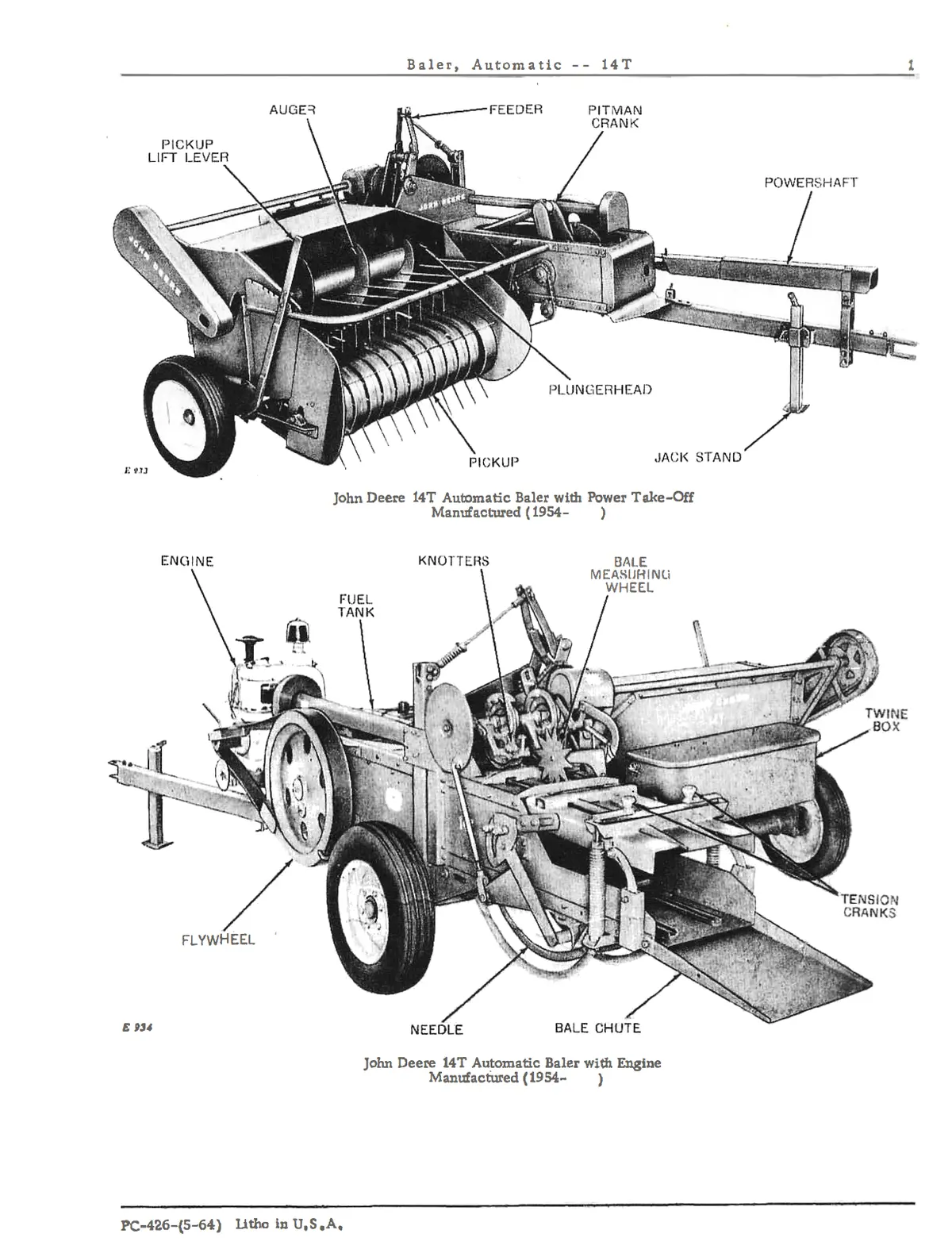John Deere No. 14T Automatic Pickup Baler Parts Catalog 1