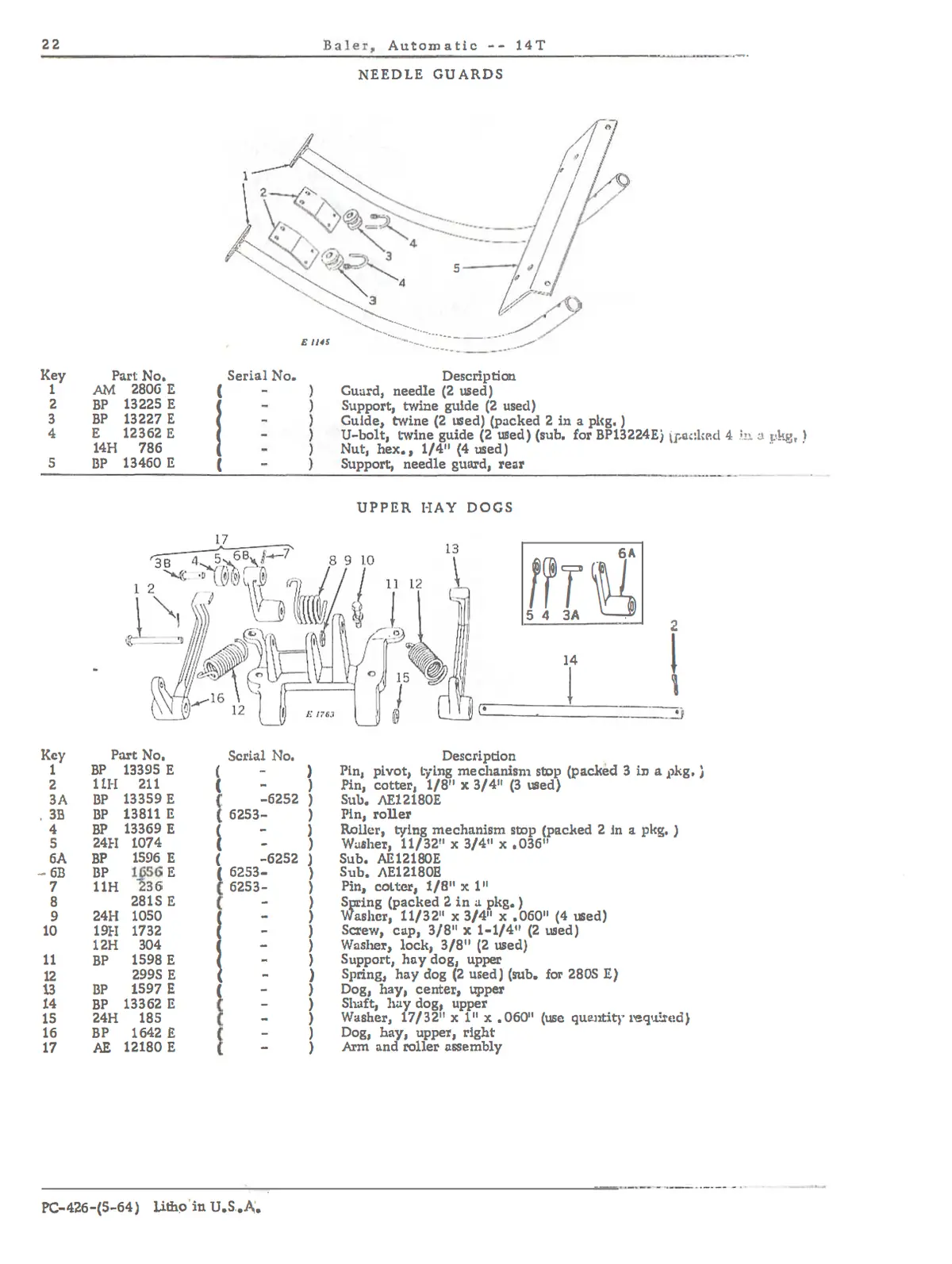 John Deere No. 14T Automatic Pickup Baler Parts Catalog 2