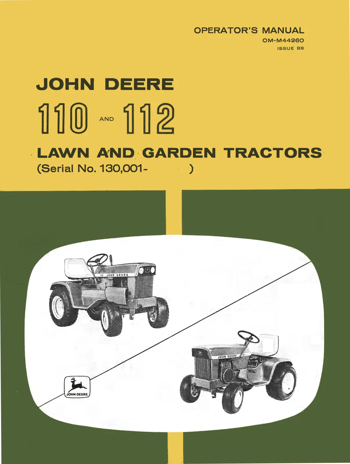 John Deere 110 And 112 Lawn And Garden Tractors Operator's Manual 1