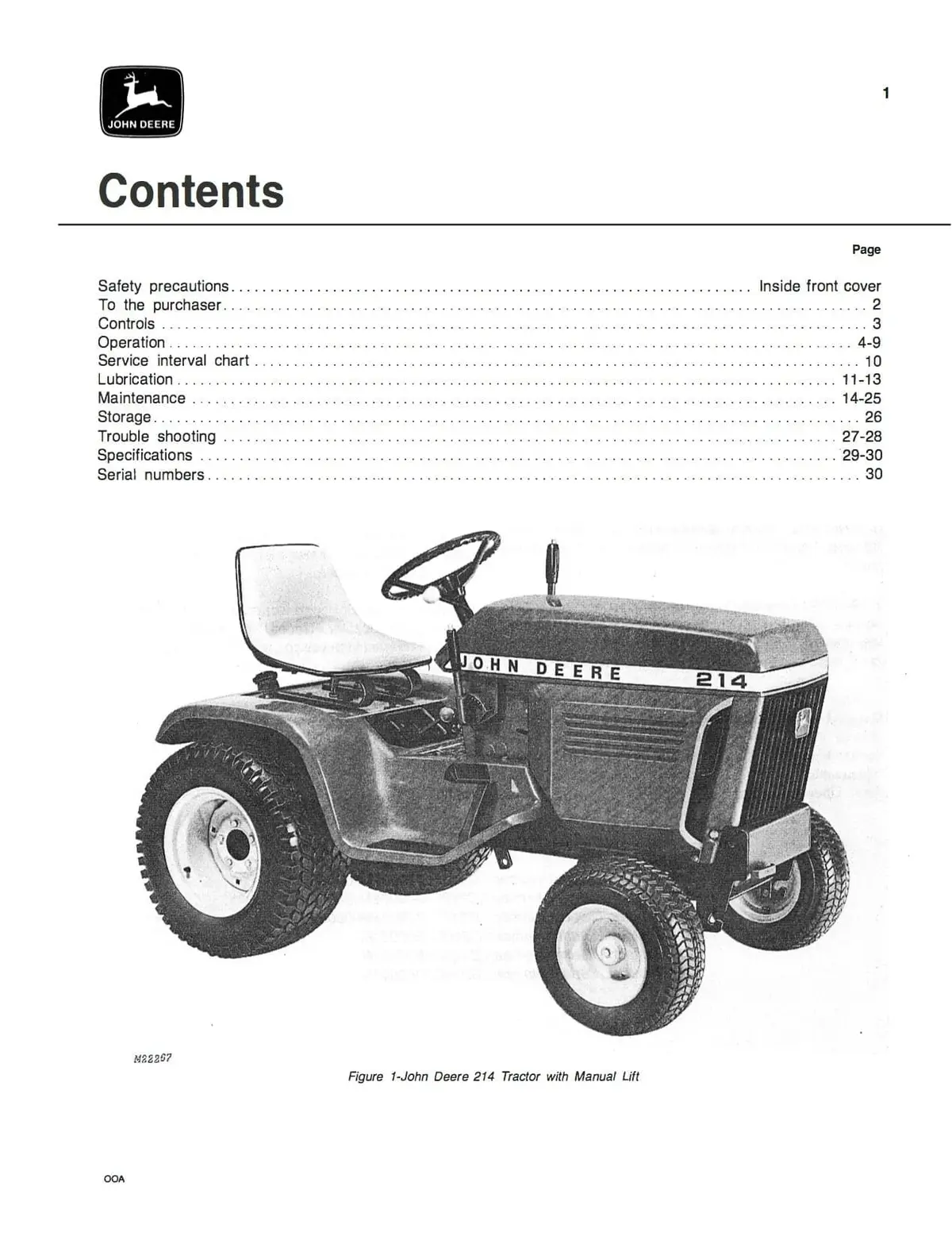 John Deere 210, 212 And 214 Lawn And Garden Tractors - Operator's Manual 2