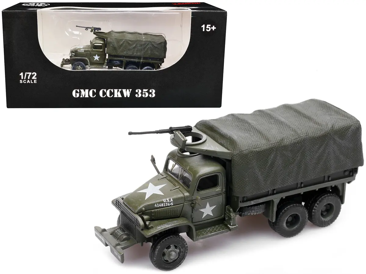 Gmc Cckw 353 Truck With Mounted Gun Olive Drab "4148174-S" Us Army World War Ii 1/72 Diecast Model By Legion 1