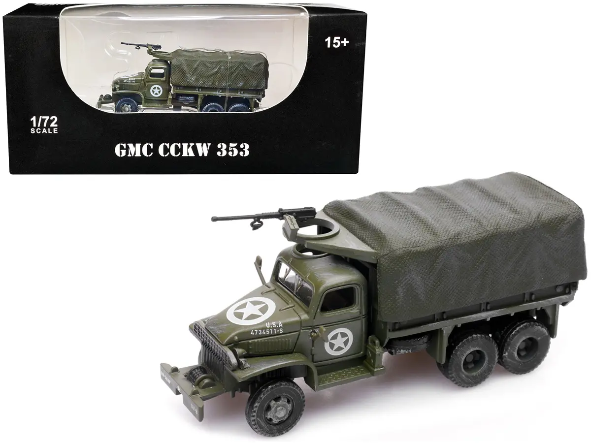 Gmc Cckw 353 Truck With Mounted Gun Olive Drab "4734511-S" Us Army World War Ii 1/72 Diecast Model By Legion 1
