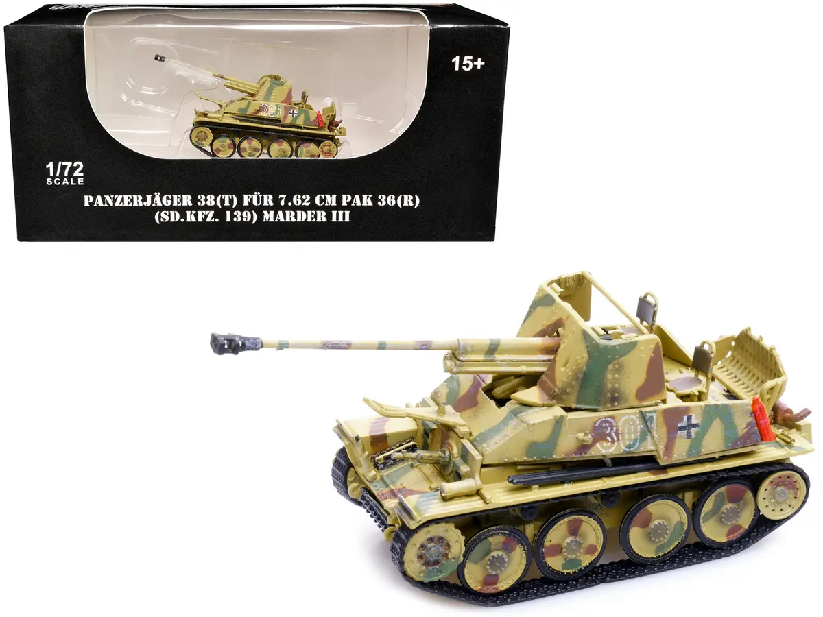 Sd.Kfz.139 Panzerjager 38(T) Fur 7.62Cm Pak 36(R) Marder Iii Tank Destroyer #301 "Germany - World War Ii" 1/72 Diecast Model By Legion 1