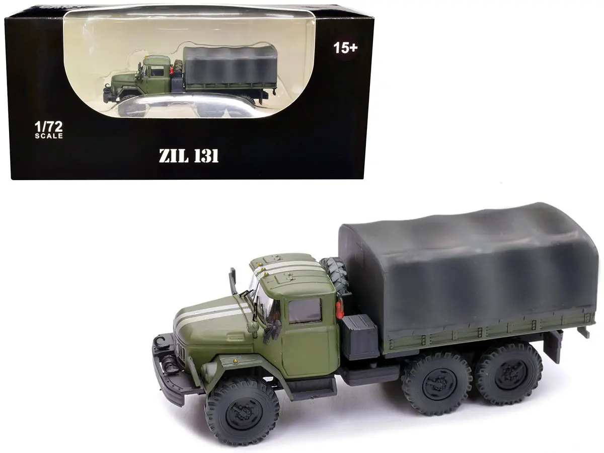 Zil 131 Cargo Truck Green With White Stripes "Ukrainian Ground Forces" 1/72 Diecast Model By Legion 1