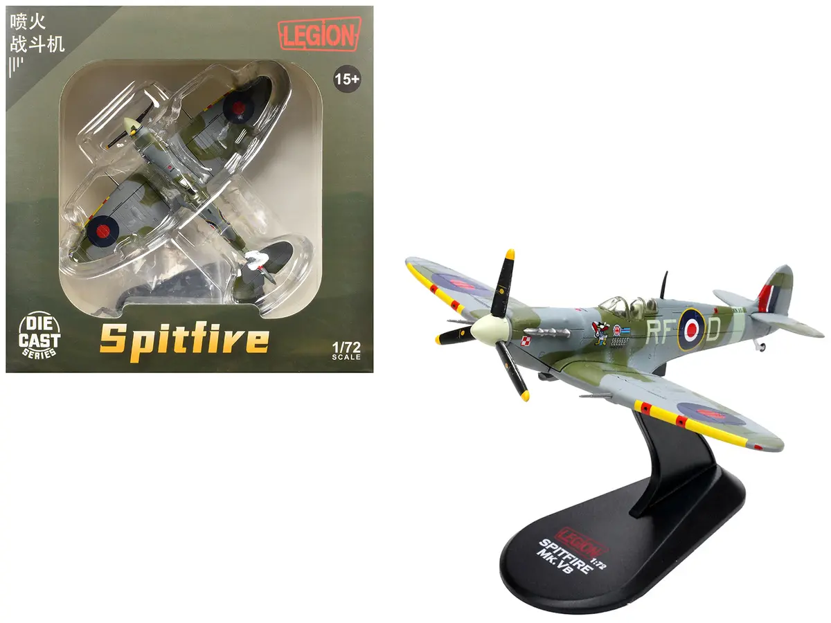 Supermarine Spitfire Mk Vb Fighter Aircraft "En951 Ace Jan Zumbach No. 303 Polish Kosciuszko Squadron" (1943) Royal Air Force 1/72 Diecast Model By Legion 1
