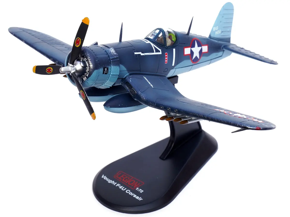 Vought F4u-1A Corsair Fighter Plane "Big Hog" Vf-17 "Jolly Rogers" Captain Tommy Blackburn Us Navy (1943) 1/72 Diecast Airplane Model By Legion 2