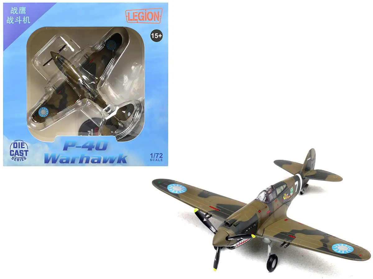 Curtiss P-40B/C Warhawk Fighter Aircraft "White 7 1St Squadron Flying Tigers Chinese Air Force" (1942) 1St American Volunteer Group 1/72 Diecast Model Airplane By Legion 1