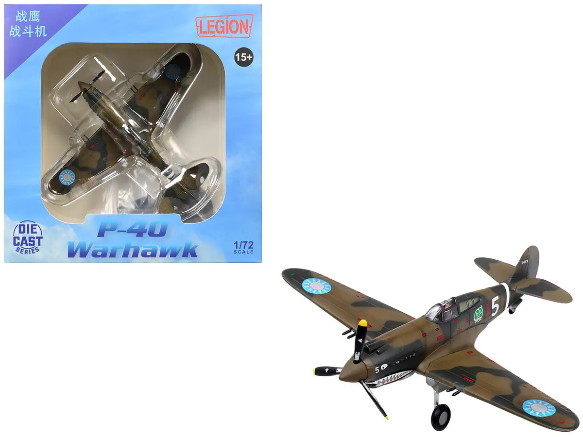 Curtiss P-40B/C Warhawk Fighter Aircraft "White 5 Charles Bond 1St Squadron Flying Tigers, Chinese Air Force" (1942) 1St American Volunteer Group 1/72 Diecast Model Airplane By Legion 1