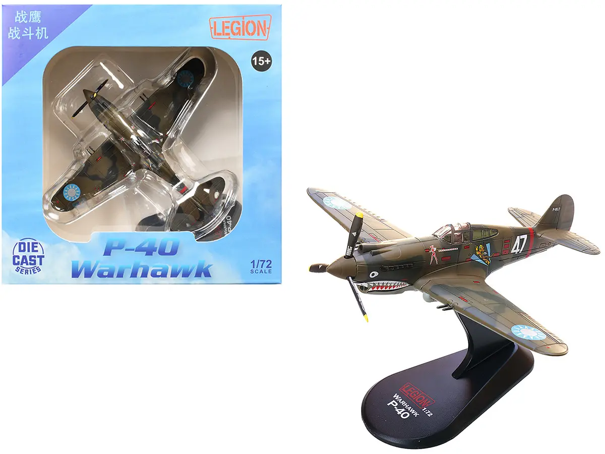 Curtiss P-40B/C Warhawk Fighter Aircraft "White 47 Robert T. Smith 3Rd Squadron Hell's Angels Chinese Air Force Burma" (1942) 1St American Volunteer Group 1/72 Diecast Model Airplane By Legion 1