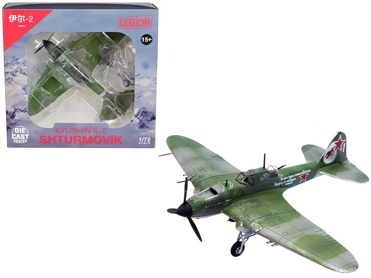 Ilyushin Il-2M3 Sturmovik Aircraft Green Camouflage "Double Hero Of The Soviet Union Ivan Pavlov" Soviet Air Force 1/72 Diecast Model Airplane By Legion 1