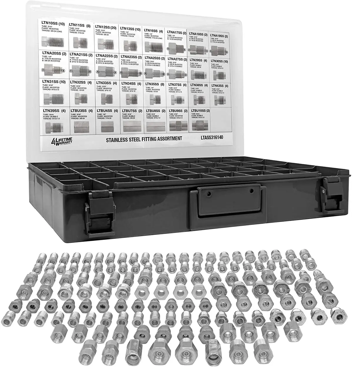 3/16" Stainless Steel Brake Line Fitting Assortment, 24 Sku 1