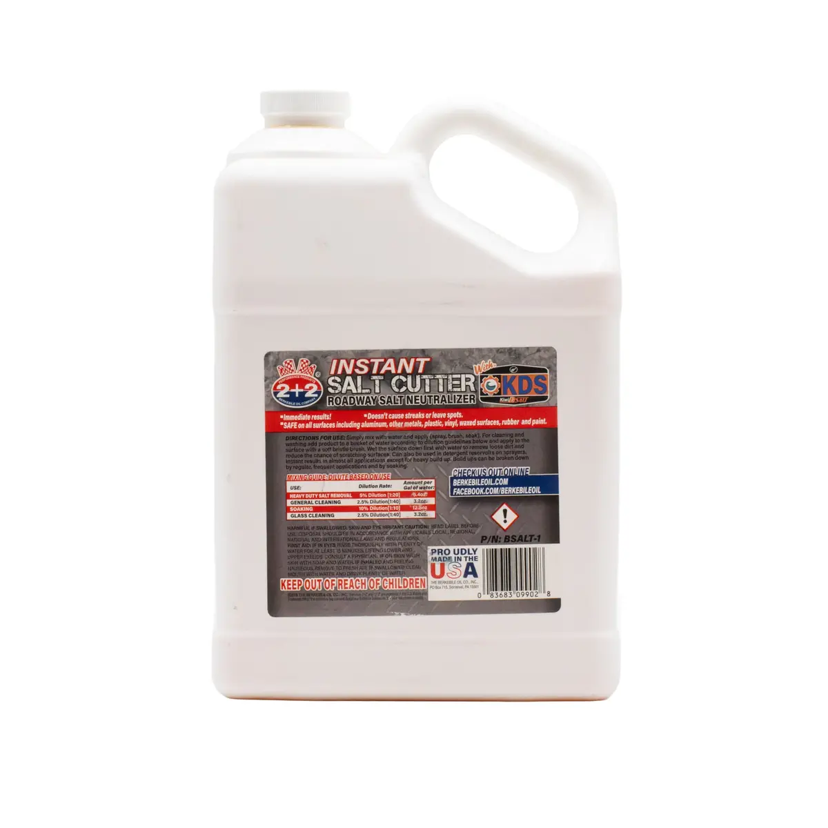 Berkebile 2+2® Instant Salt Cutter – 1 Gallon Road Salt Neutralizer & Cleaner 2