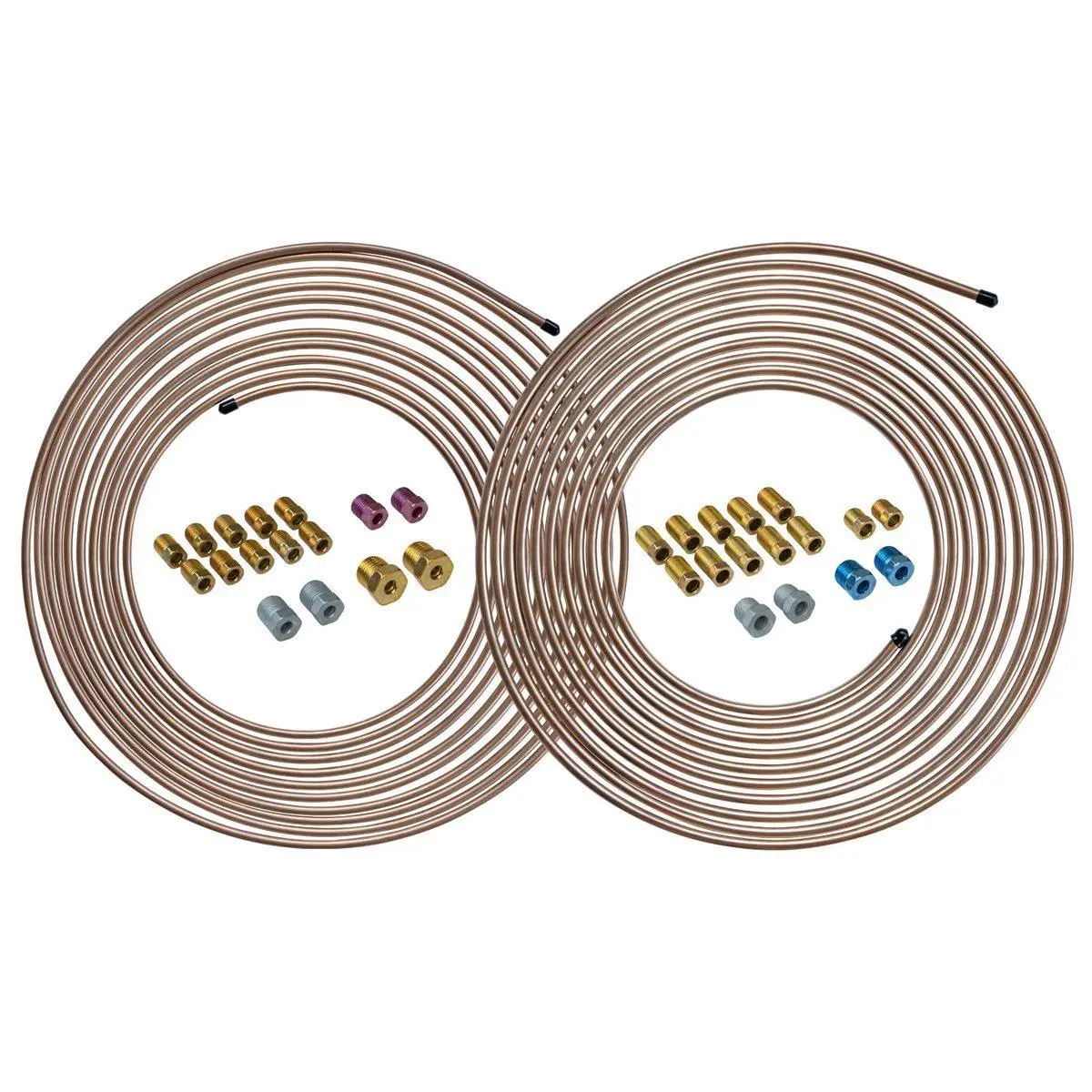 2-Pack 3/16″ + 1/4″ Copper-Nickel Brake Line Tubing & Fitting Set – Durable & Corrosion-Resistant 2