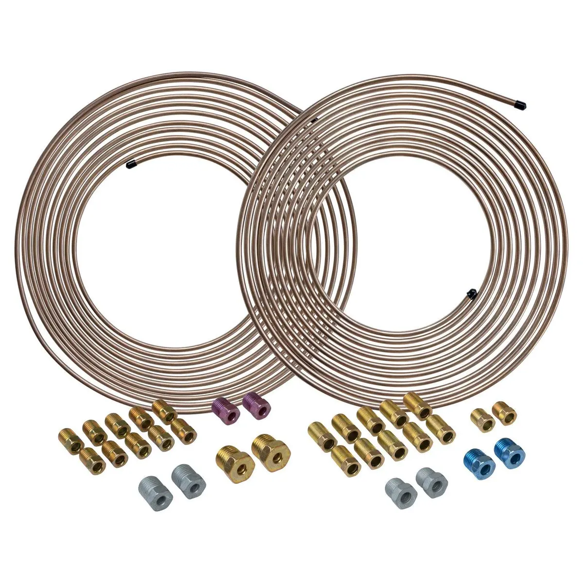 2-Pack 3/16″ + 1/4″ Copper-Nickel Brake Line Tubing & Fitting Set – Durable & Corrosion-Resistant 1