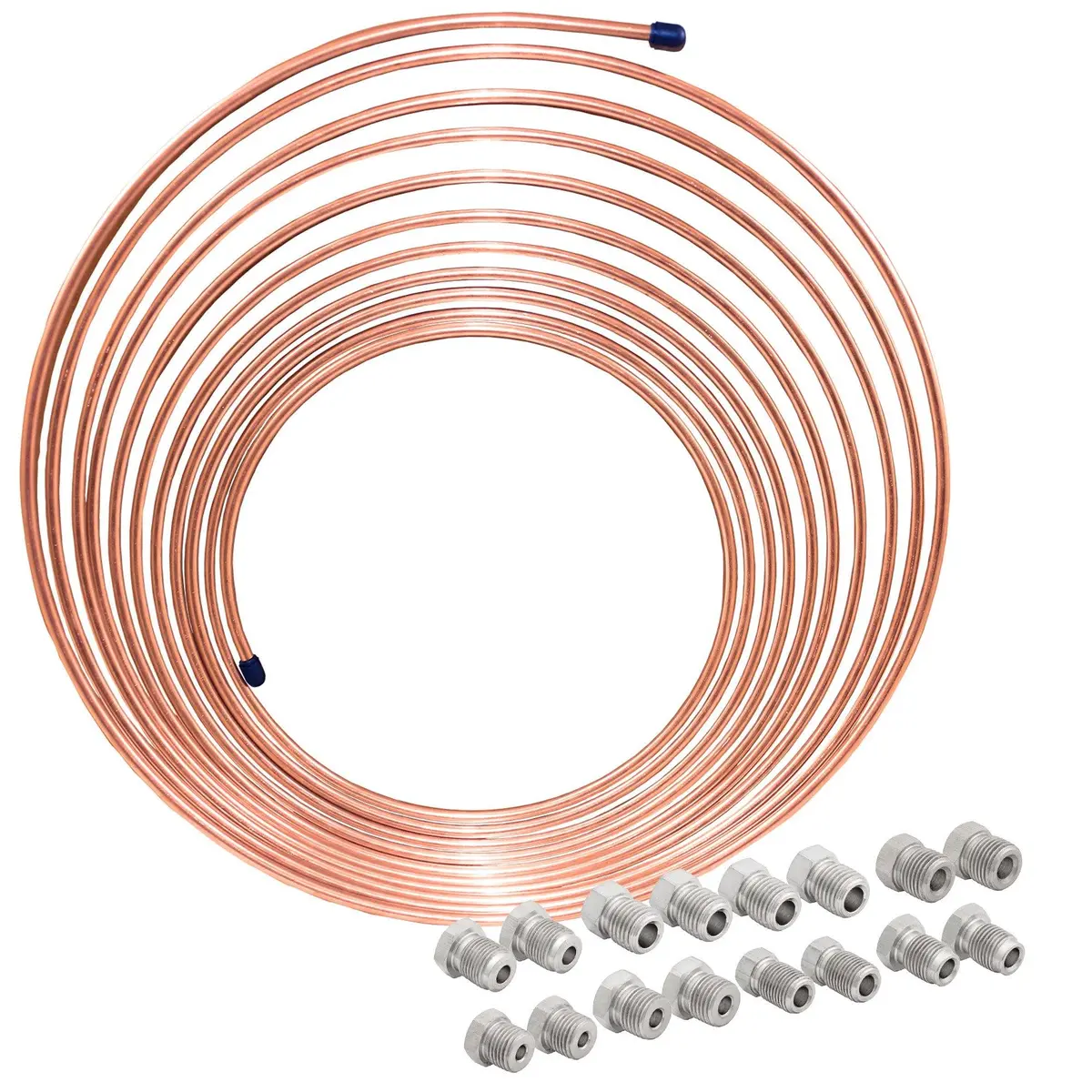 3/16" 25 Ft Copper Nickel Brake Line Kit | 16 Stainless Steel Fittings 1