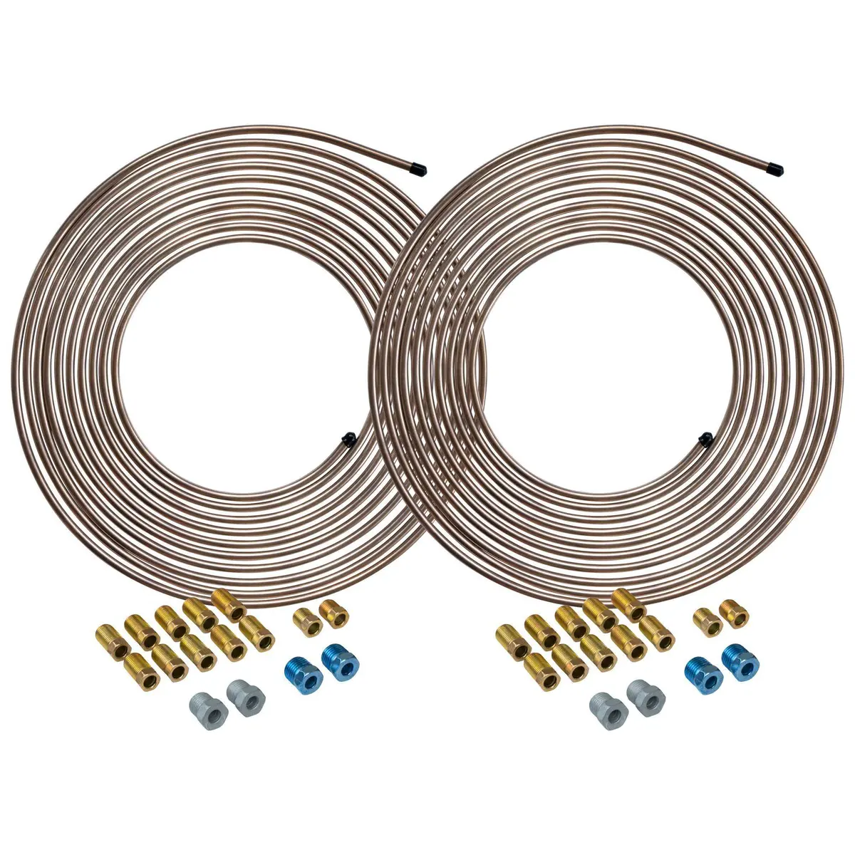 1/4" X 25' Copper-Nickel Brake Line Tubing Coils And Fittings | 2 Kits 2