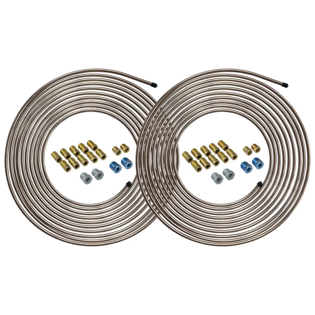 1/4" X 25' Copper-Nickel Brake Line Tubing Coils And Fittings | 2 Kits 1