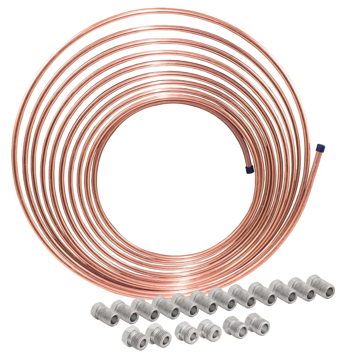 1/4" X 25'  Copper Nickel Brake Line Kit | 16 Stainless Steel Fittings 1