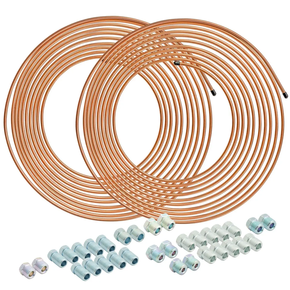 25 Ft 3/16" And 1/4" Copper Coated Steel Brake Line Kit | 32 Fittings 2