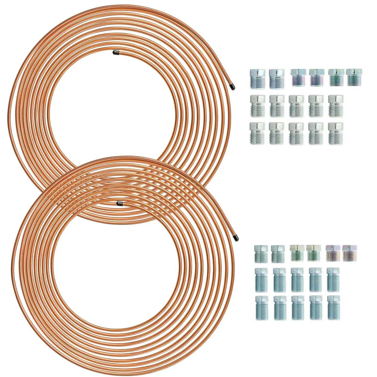 25 Ft 3/16" And 1/4" Copper Coated Steel Brake Line Kit | 32 Fittings 1