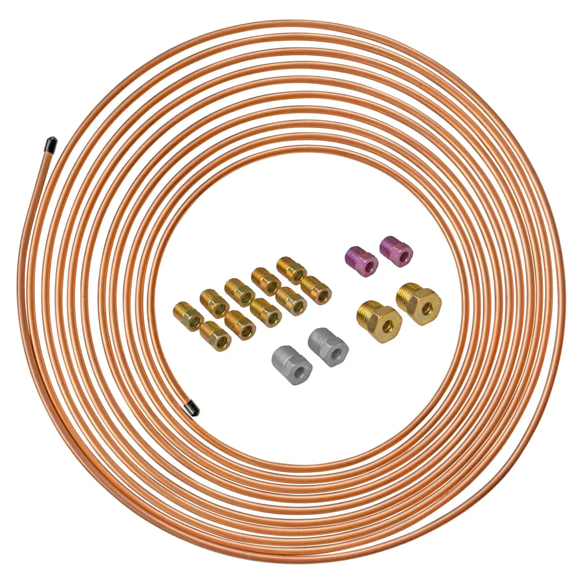 3/16" X 25' | Copper Coated Steel Tubing Coil And Fitting Kit 1